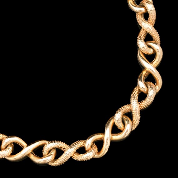 14k Yellow Gold Engraved Fancy Link Bracelet - image 2