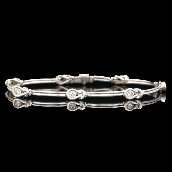14k White Gold 0.75 CTW Diamond Fancy Link Bracel… - image 2