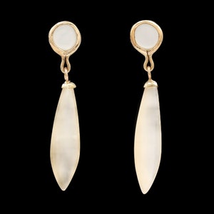 14k Yellow Gold and Mother of Pearl Drop Earrings