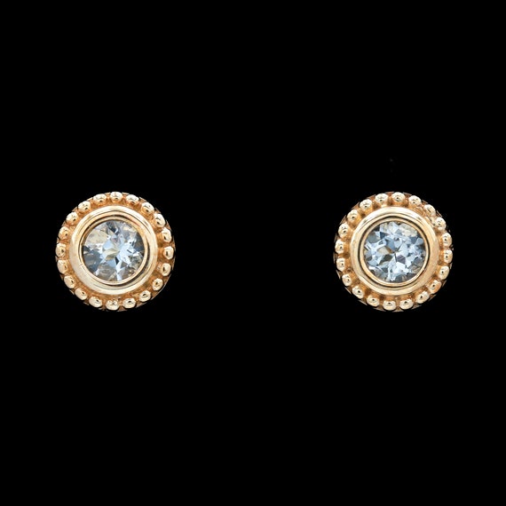 10k Yellow Gold & Aquamarine Solitaire Studs