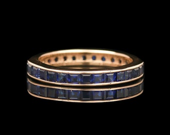 Vintage 14k Yellow Gold & Sapphire Eternity Band