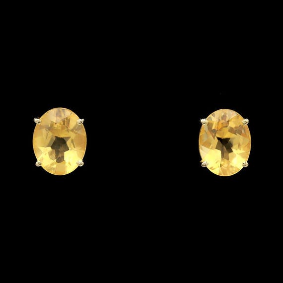 14k Yellow Gold Citrine Stud Earrings