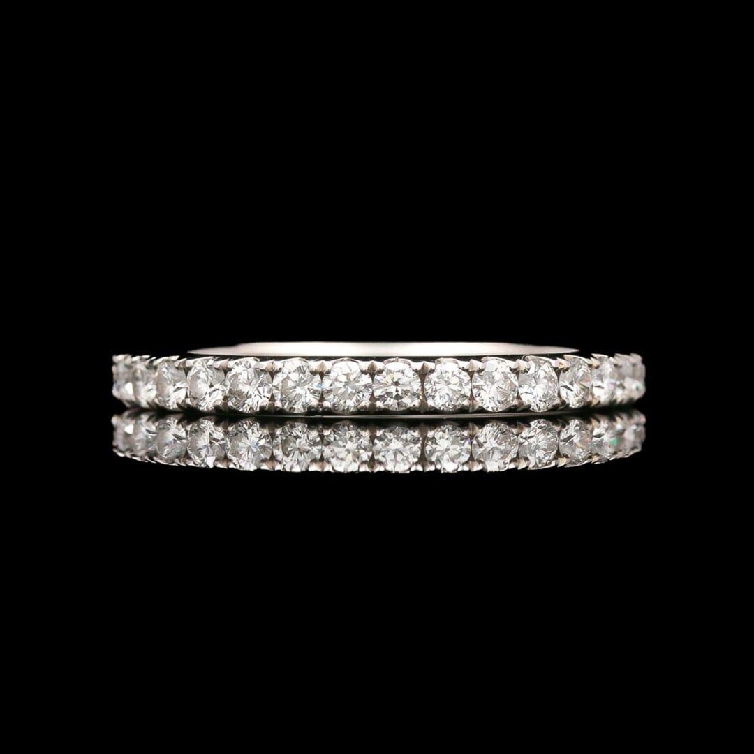 14k White Gold & Diamond Half Eternity Wedding Band Ring - Etsy