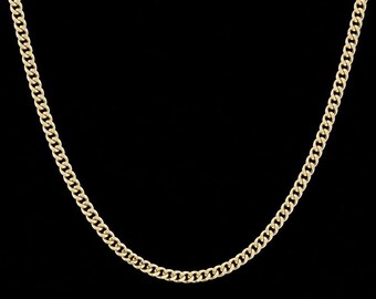 14k Yellow Gold 2.70 mm Solid Curb Chain Necklace