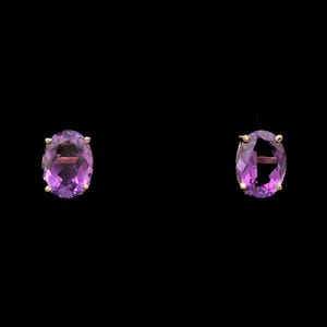 14k Yellow Gold Amethyst Stud Earrings