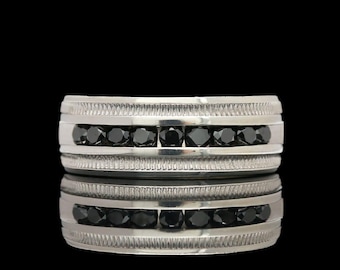 Sterling Silver 0.90 ctw Black Diamond Band Ring