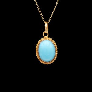 18k Yellow Gold Turquoise Pendant