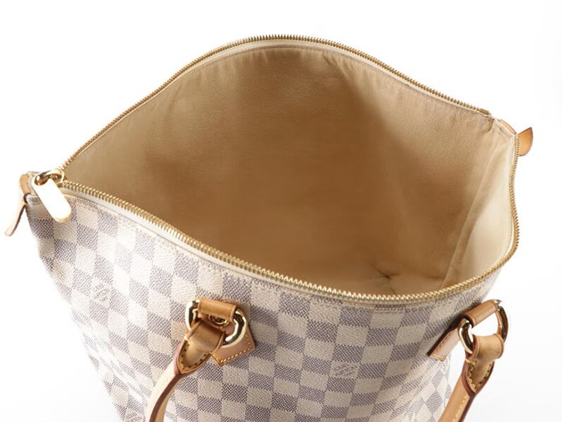 Louis Vuitton Saleya MM in Damier Azur Canvas and Vachetta Leather Etsy