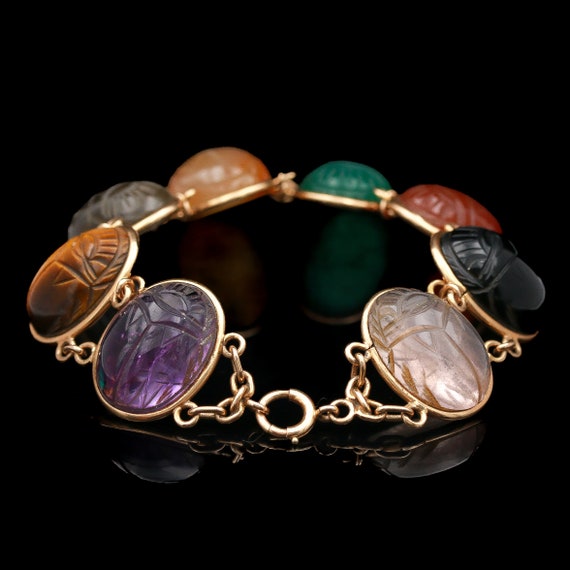 Multi Gemstone Scarab Bracelet in Yellow Gold - image 4