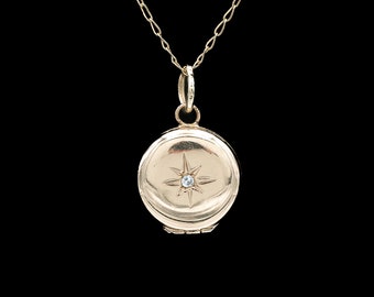 10k Yellow Gold & Diamond Small Round Locket