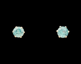 14k Yellow Gold & Blue Topaz Studs