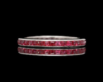 Vintage 14k White Gold Ruby Eternity Band