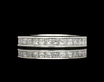 Platinum 1.80 CTW Channel Set Diamond Eternity Band Ring