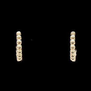 14k Yellow Gold Beaded Huggie Hoop Earrings
