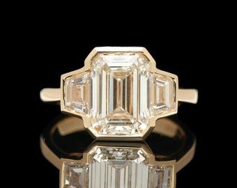 14k Yellow Gold 4.44 ctw Lab Grown Diamond Ring with IGI Report
