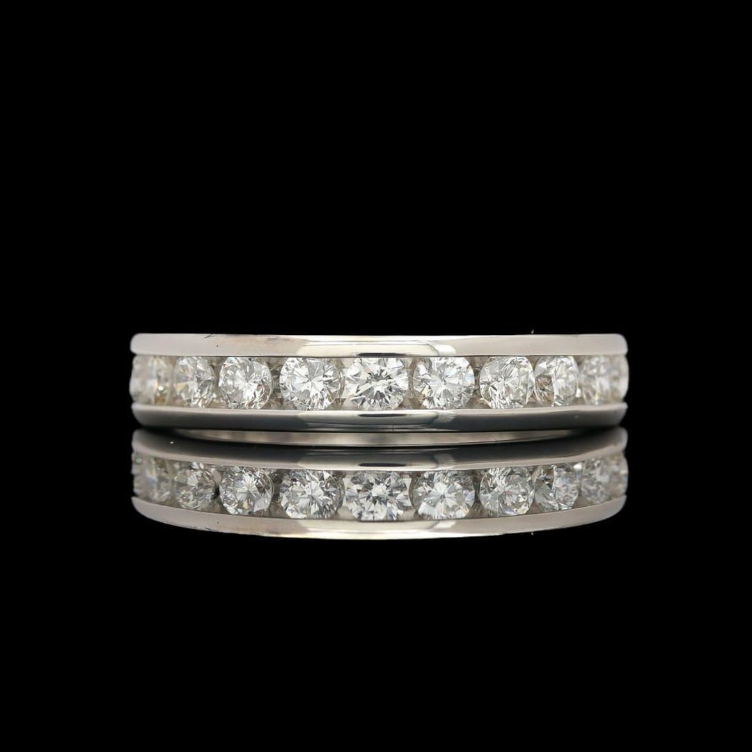 14k White Gold 0.66 CTW Channel Set Diamond Band Ring - Etsy