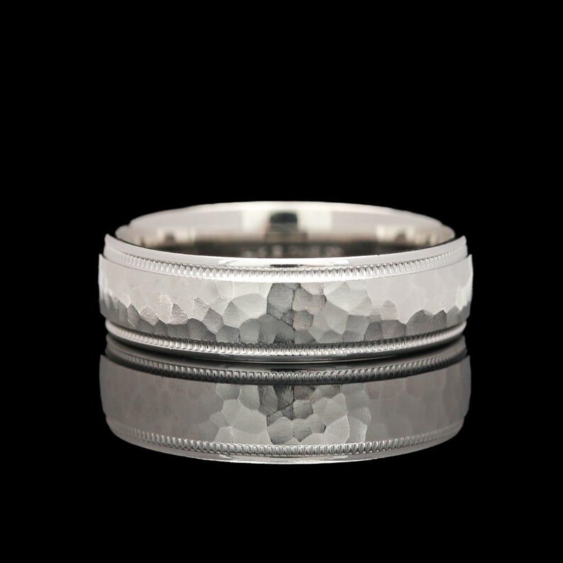 Camelot Project Ralph Ring Camelot 14k White Gold Satin Rock Finish Band Ring - Etsy