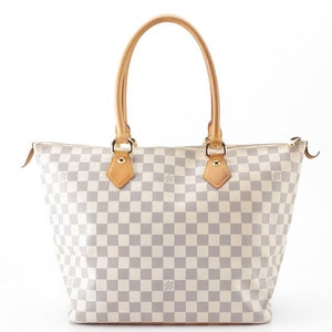 LOUIS VUITTON Totally GM White Checkered Coated Canvas Shoulder Bag Tote Bag