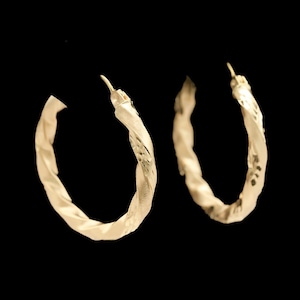 14k Yellow Gold Twisted Rope Hoop Earrings