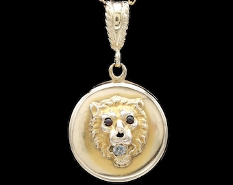 Victorian 14k Yellow Gold 0.11 ct Diamond & Garnet Locket Pendant Necklace