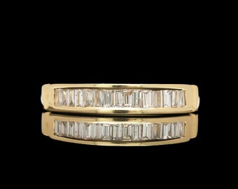 14k Yellow Gold 0.73 ctw Baguette Diamond Band