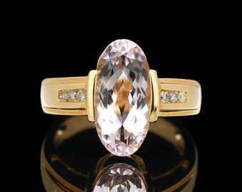 14k Yellow Gold Morganite &amp; Diamond Ring