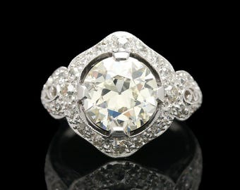 Edwardian Platinum Filigree 4.11 ctw Diamond Ring