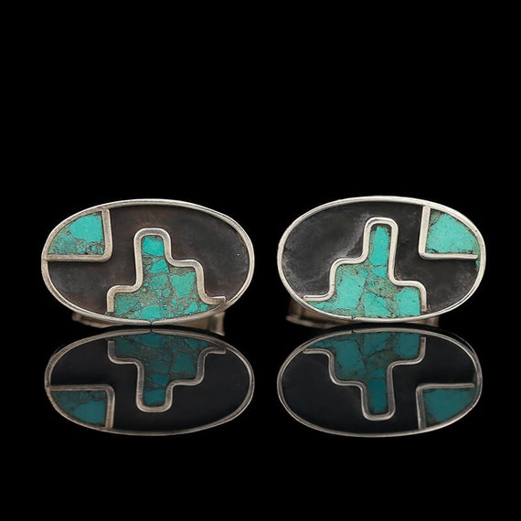 TaxCo Sterling Silver & Turquoise Cufflinks