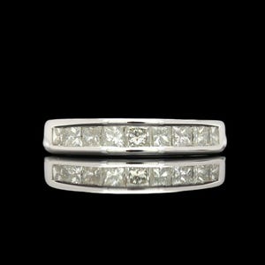 14k White Gold Princess Cut Diamond Band