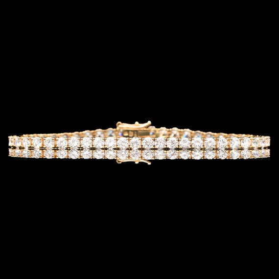 10K Gold 20.58ctw Pink Cubic Zirconia Line Tennis Bracelet