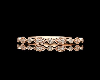 14k Rose Gold 0.08 ctw Diamond Band