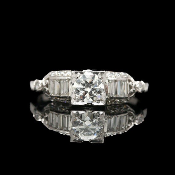 Granat Bros. Art Deco Platinum 1.05 CTW Diamond Ring