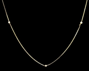 14k Yellow Gold Beaded Station Necklace