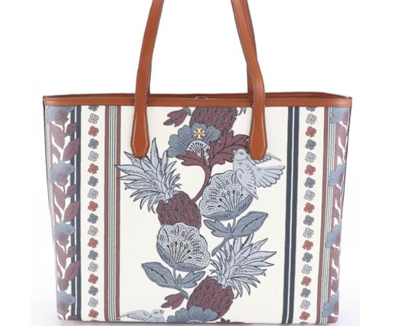 Tory Burch Kerrington Tote in Purple Wonderland Print Coated