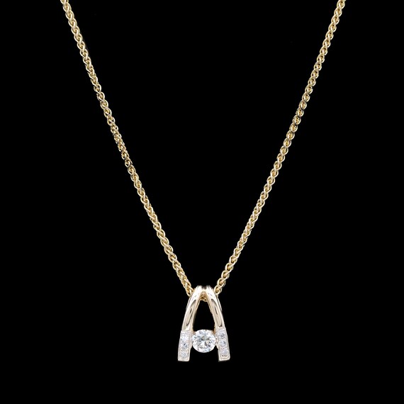 14k Yellow Gold 0.65 CTW Diamond Wishbone Pendant… - image 2