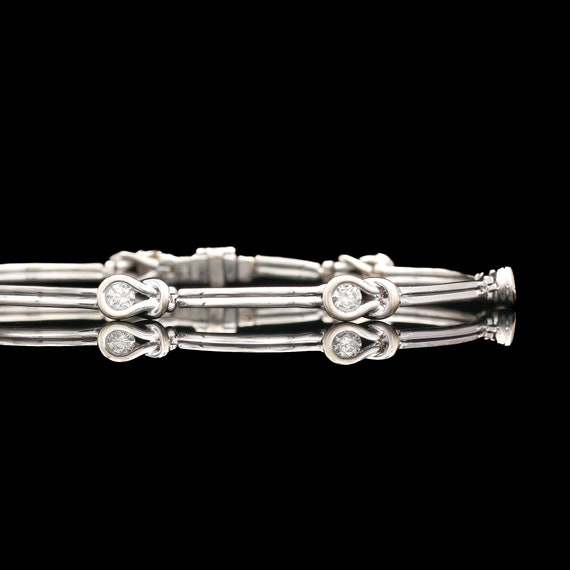 14k White Gold 0.75 CTW Diamond Fancy Link Bracel… - image 3