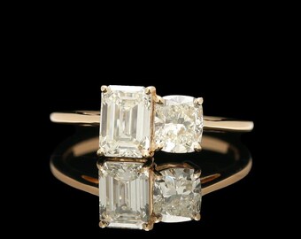14k Yellow Gold 1.49 ctw Diamond Toi et Moi Ring