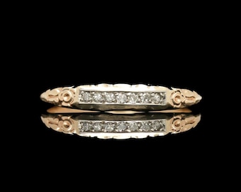 Antique 14k Two Tone Gold Diamond Band