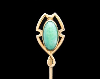 Antique 14k Yellow Gold Turquoise Stick Pin