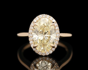 14k Yellow Gold 3.63 CTW Oval Diamond Halo Ring