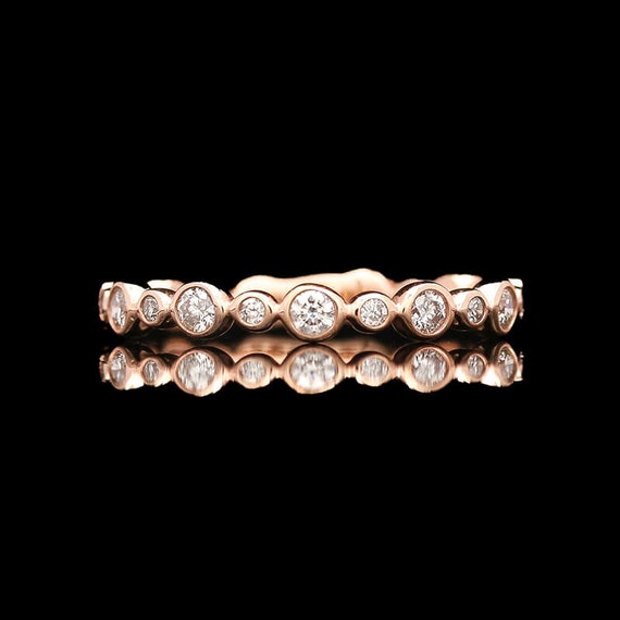 14k Rose Gold 0.31 CTW Bezel Set Diamond Band - image 1