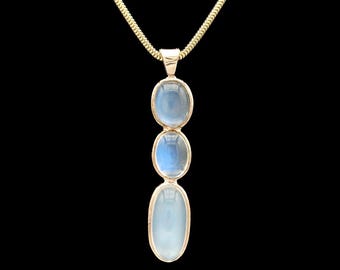 9k Moonstone Cabochon on 14k Yellow Gold Snake Chain