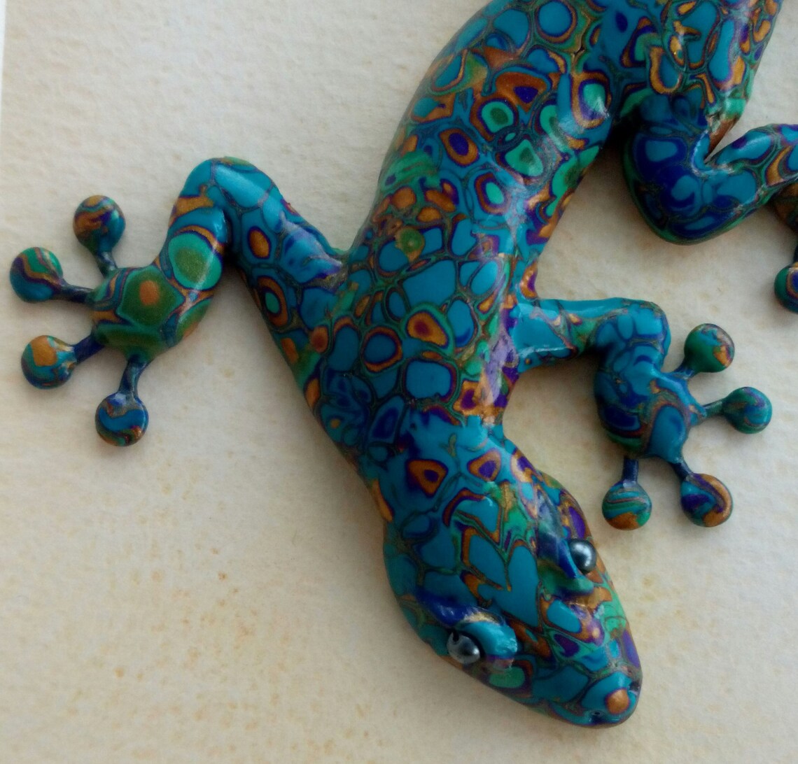 Gecko Wall Art Polymer Clay Gecko Sculpture Framed Reptile Etsy
