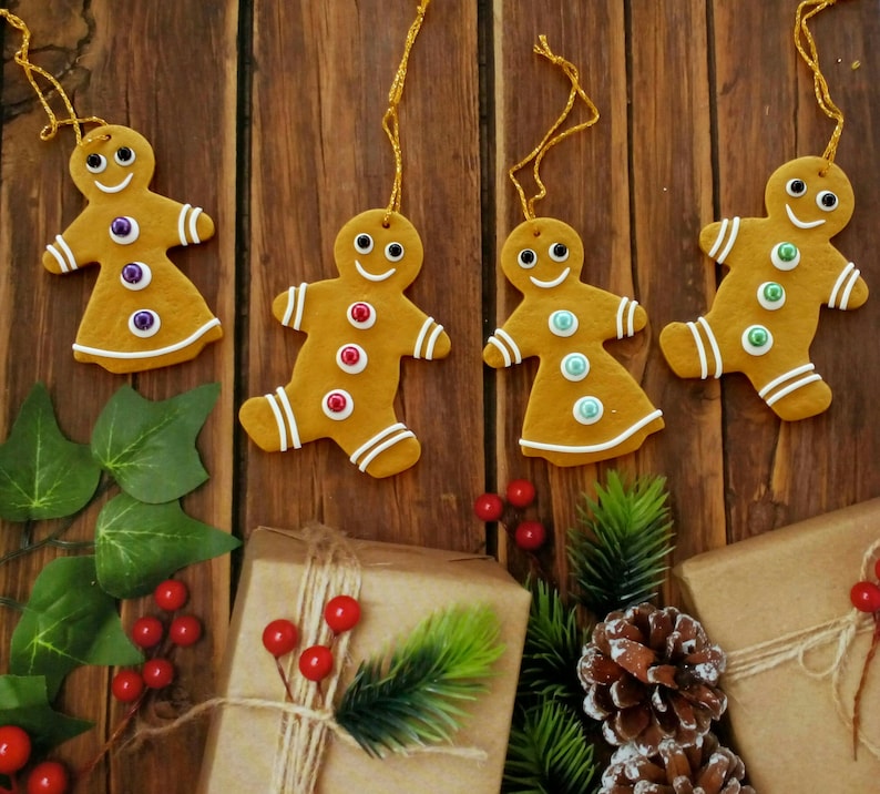 Gingerbread Man Christmas Tree Decorations Hanging Polymer Etsy