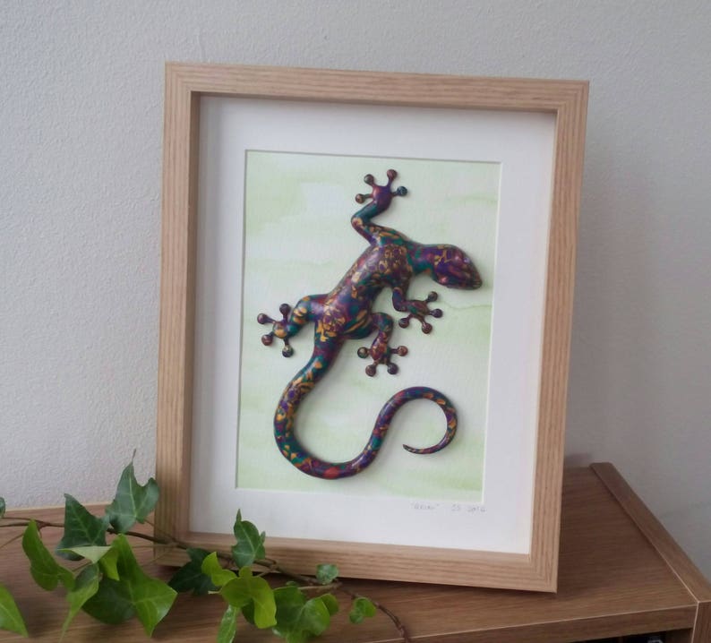 Custom Gecko Wall Art polymer clay gecko sculpture reptile Etsy