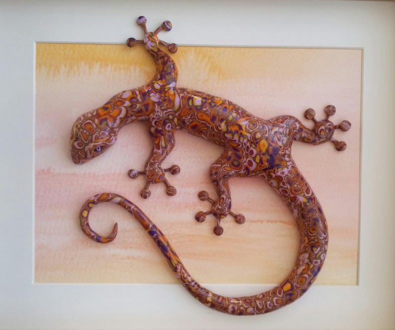 Custom Gecko Wall Art polymer clay gecko sculpture reptile | Etsy