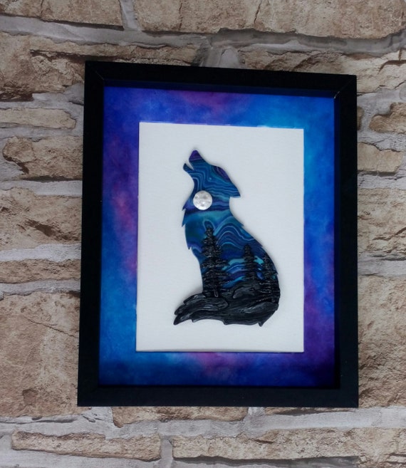 Howling wolf night sky silhouette wolf baying at moon | Etsy