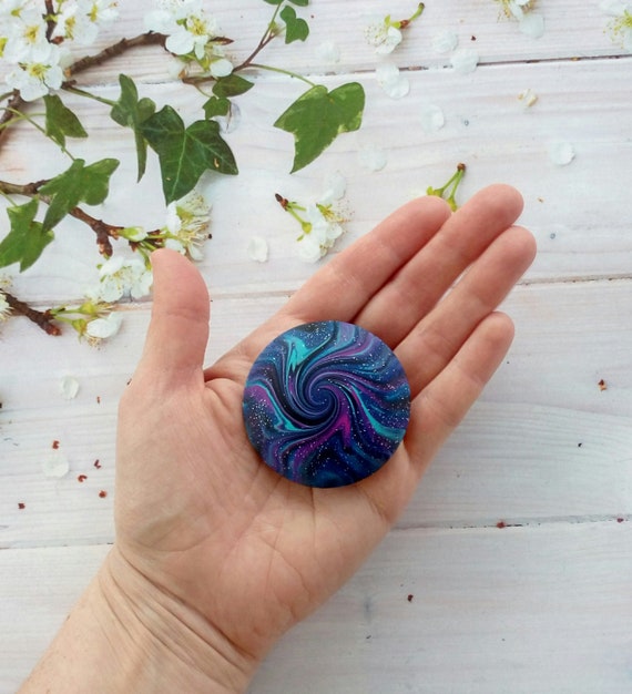Polymer Clay Worry Stone, Handmade Worry Pebble for Pocket, Sensory Fidget Wellbeing Gift