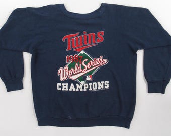 Suéter de cuello redondo VTG de los Minnesota Twins, campeón de la Serie Mundial de 1987, talla L #VT131