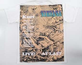 Kurt Cobain Nirvana Live at Last All Over Print T-shirt Size XL